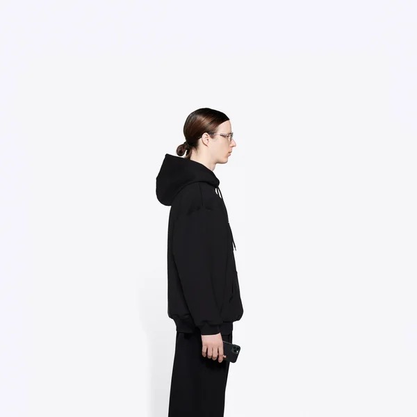 Balenciaga Medium Fit Hoodie - Black - Hoodies