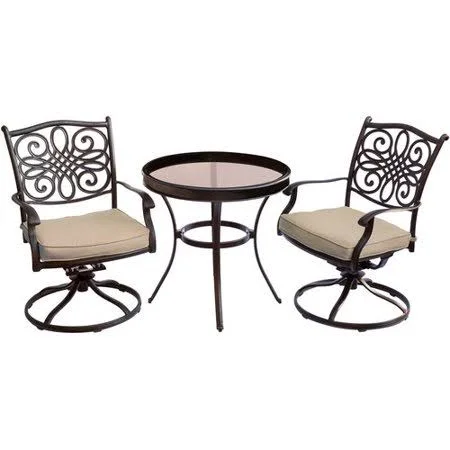 Fleur De Lis Living Carleton 3 Piece Bistro Set with Cushions - Beige