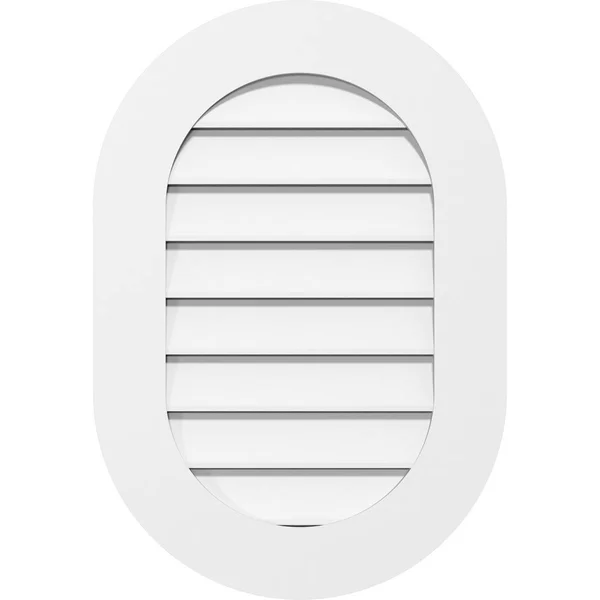 Ekena Millwork GVPVR14X1801SF 14x22W x 18x22H Vertical Round Ended Surface Mount PVC Gable Vent: Functional - w/ 3-1/2x22W x 1x22