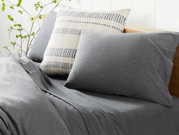 Coyuchi Organic Jersey Sheet Set - Charcoal Heather, Full