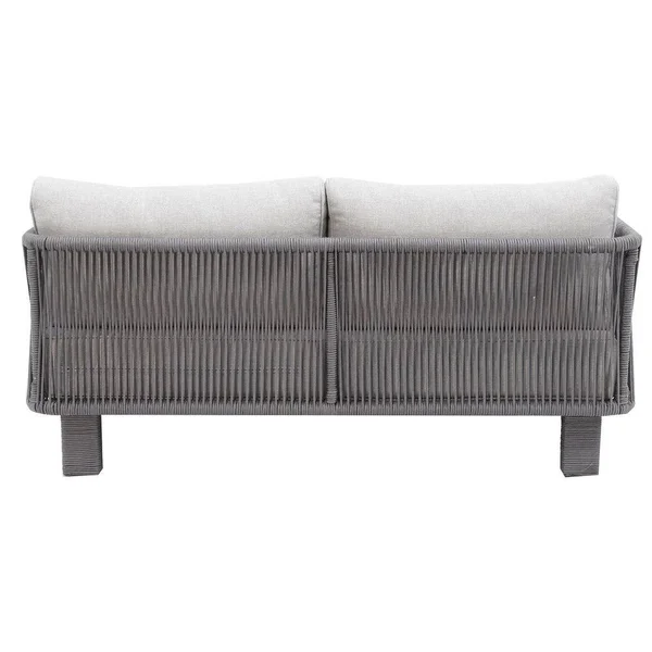 Cancun 1-Piece Metal Outdoor Loveseat with Olefin Light Grey Cushions
