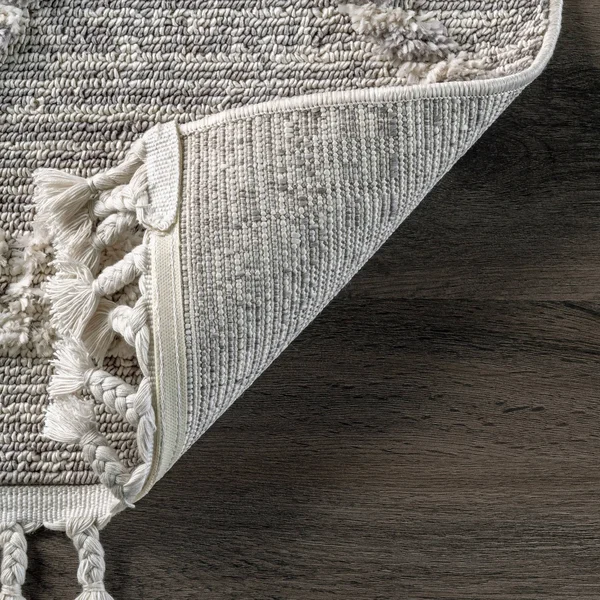 nuLOOM Skylar Textured Trellis Tassel Beige 6 ft. 7 in. x 9 ft. Area Rug