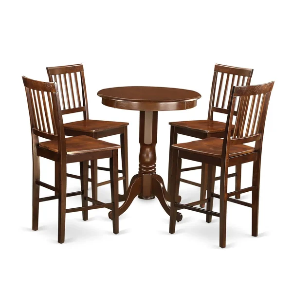 East West Furniture Eden 5-Piece Slat Back Dining Table Set, Brown