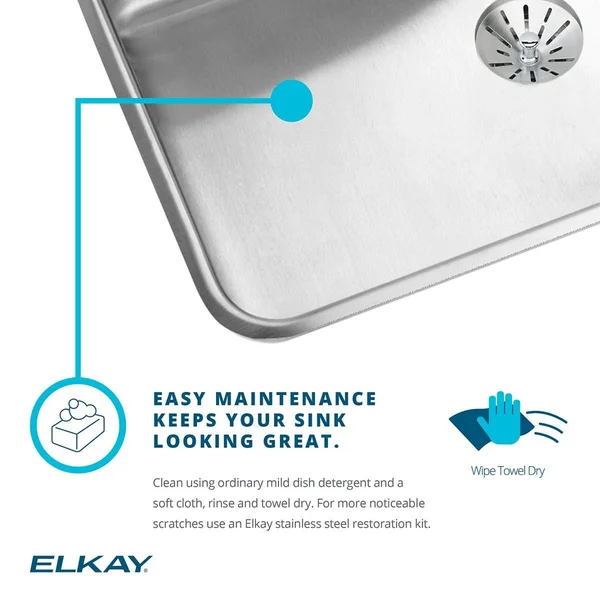 Elkay BLR1516MR2 Lustertone 15x22 Top Mount Single Bowl Bar Sink