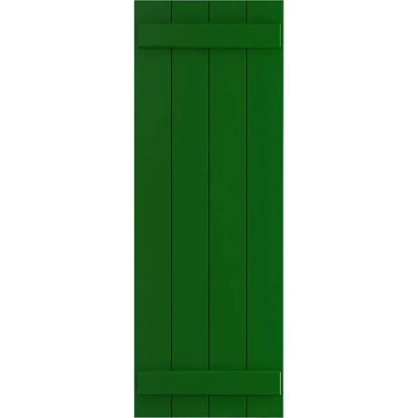 Ekena Millwork CWB18X037CGC 18x22W x 37x22H Exterior Five Board (2 Batten) Composite Board-n-Batten Shutters (Per Pair) - Chrome