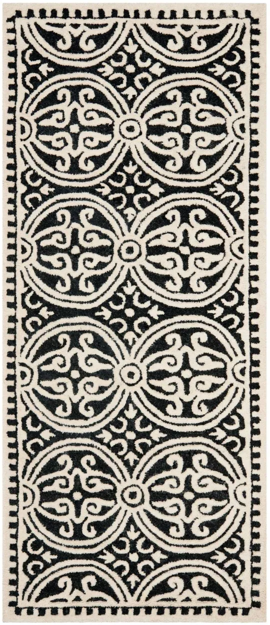 Safavieh Cambridge 123 Area Rug - Black, Ivory, 10& x 10& Square
