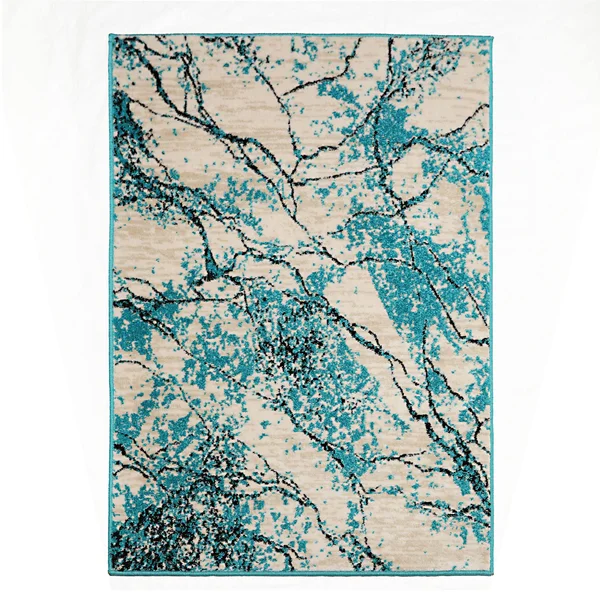 Loombloom Persian Polypropylene Lightning Modern & Contemporary Oriental Area Rug - 5& 1x22 x 7& 6x22 - Aqua