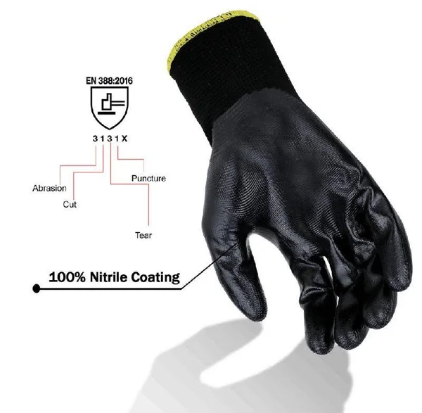 Nylon Knit Smooth Nitrile Coating Multi-functional Gloves 10(XL), 120 Pairs