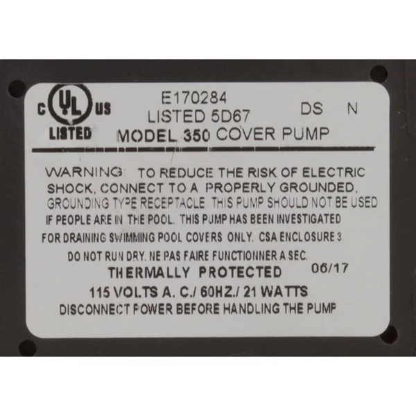 Danner Pool Cover Pump 350 GPH, 02533