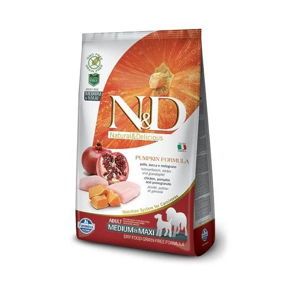 Farmina Medium & Maxi Adult Grain Free Chicken Pumpkin & Pomegranate Formula 26.4 lbs, Dog Food