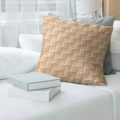 Classic Basketweave Stripes Throw Pillow Cover Brayden Studio Color: Light Orange - Size: 16x22 x 16