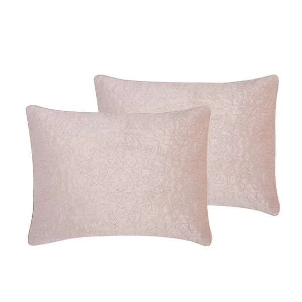 Charisma Melange Quilted Velvet Comforter Set, King - Pink