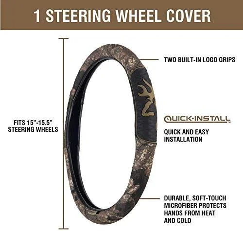 Realtree 4pc Camo Auto Accessories - Timber, Xtra and Mint Camo - Includes 2 Low Back and 1 Bench Camo Seat Covers and 2-Grip Cam