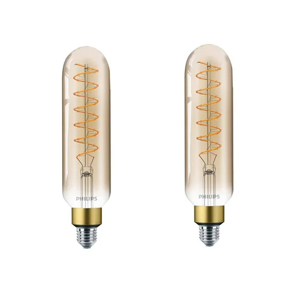 Philips 40-Watt Equivalent T20 Dimmable Vintage Glass Edison LED Large Light Bulb Amber Warm White (2000k) (2-Pack)