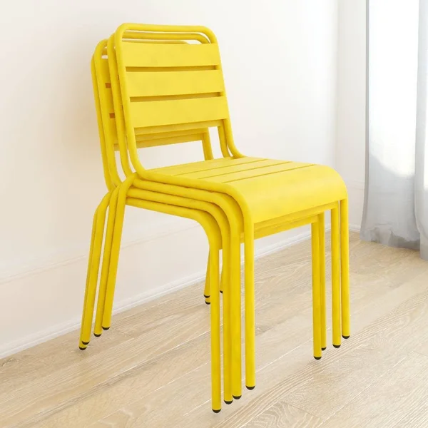 Novogratz Poolside Gossip - June Stacking Dining Chairs, 4 Pack, Yellow