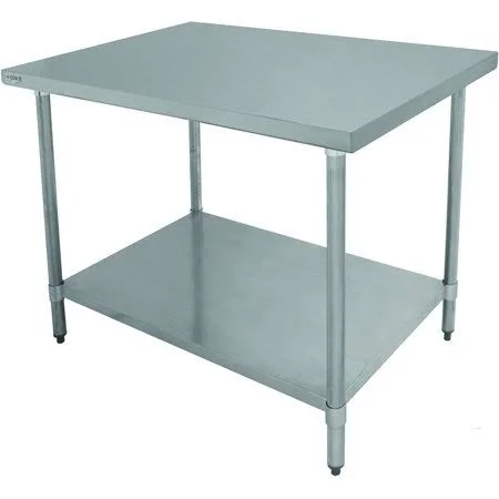 Ace Wt-ee2430 Economy Flat Top Work Table with Stainless Steel Top, 1 Galvanized Undershelf & Adjustable Bullet Feet, 24 inc