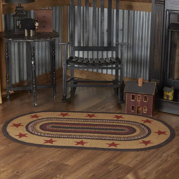 VHC Brands Landon Jute Rug Stencil Stars 6& Round
