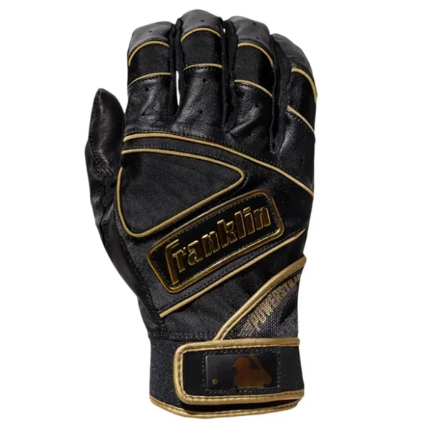 Franklin Power Strap Black/Gold Adult Batting Gloves - 2XL