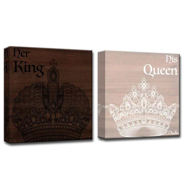 Ready2HangArt Her King His Queen Canvas Wall Art - Set of 2
