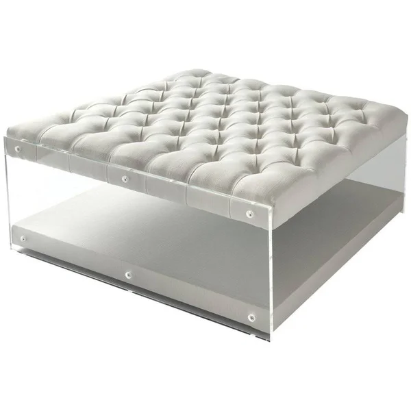 Brika Home Coffee Table Ottoman in Cream White - BR-1890351