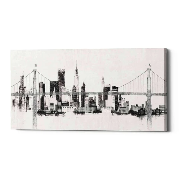 Epic Graffiti 'Bridge and Skyline Silver' by Avery Tillmon, Canvas Wall Art, 30 inchx60 inch, Size: 30 x 60, White