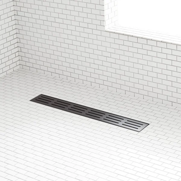 Signature Hardware 926145-24 Siewart 24x22 Linear Shower Drain - Less Flange Matte Black Shower Accessories Shower Drains Linear