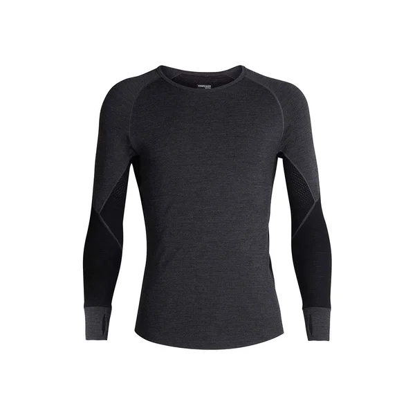 Icebreaker Men's 260 Zone Long Sleeve Crewe Shirt, Jet Heather/Black, Size L by Campman
