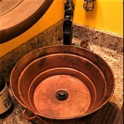 SimplyCopper WF-B-15-N Circular Vessel Bathroom Sink Sink Finish: Natural Fire