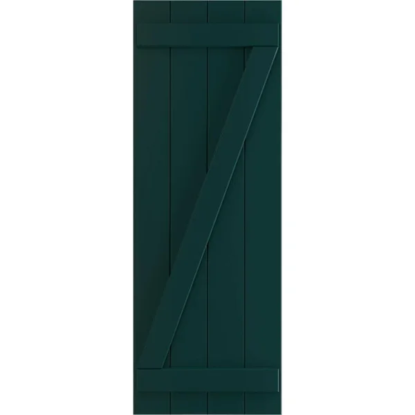 Ekena Millwork 21-1/2x22 x 57x22 True Fit PVC Four Board Joined Board and Batten Shutters w/Z-Bar - Thermal Green (Per Pair)