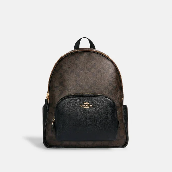 Coach Women's Large Court Backpack in Signature Canvas - Im/Brown Black