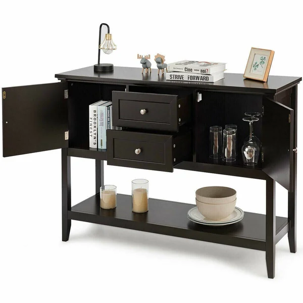 Wooden Sideboard Buffet Console Table-Brown