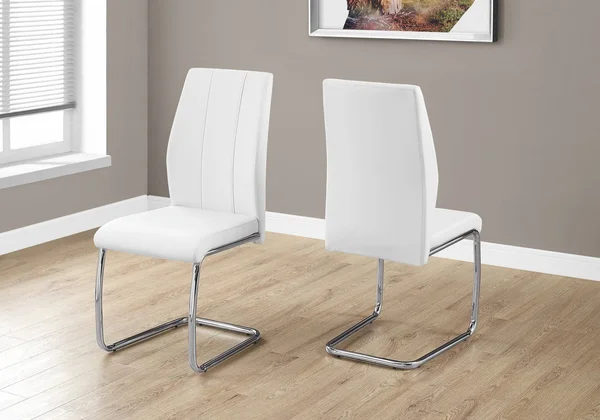 Monarch Dining Chair - 2pcs, 39x22H, Black Leather-Look, Chrome