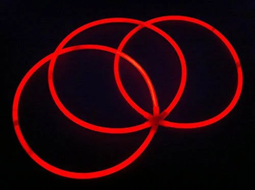 Glow Sticks Bulk Wholesale Necklaces - 100 22x22 Glow Stick Necklaces Red +100 Free Glow Bracelets