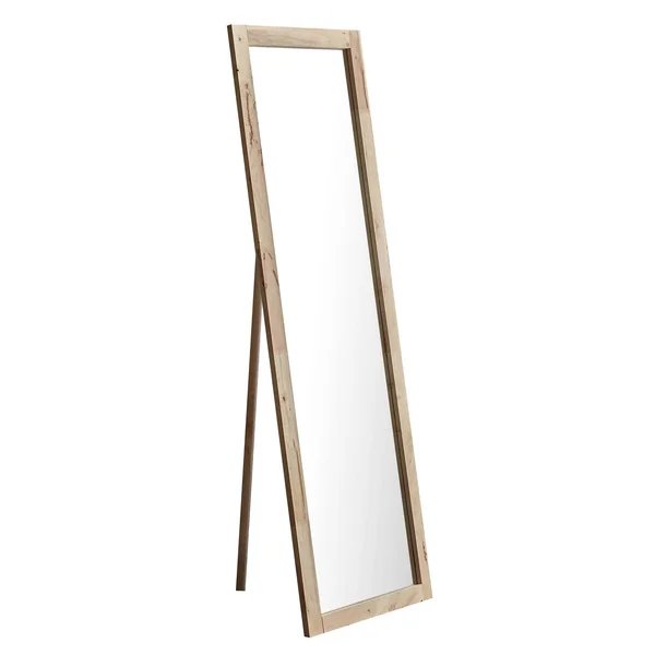 Ore International 62x22 in Natural Cheval Wood Mid Century Standing Mirror