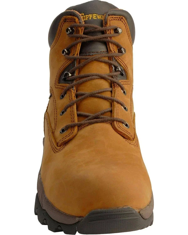 Chippewa Boots: Men's Waterproof 55160 Brown Leather 6 inch Work Boots
