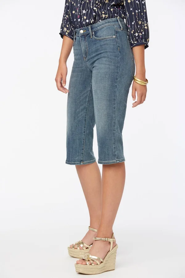 Nydj Wide Leg Pedal Pusher Jeans - Seline - Blue - 10