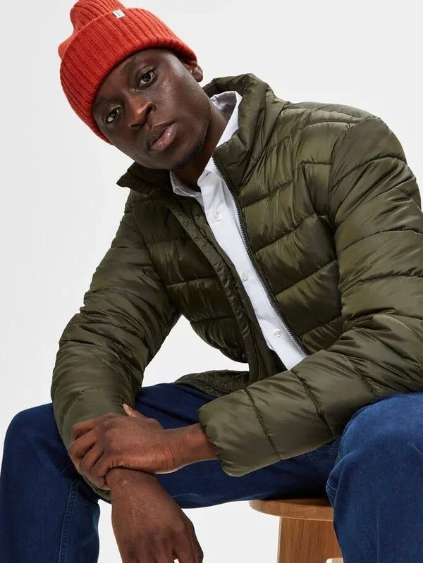Selected Homme Recycled Polyester Sustainable Puffer Jacket, Green (S)