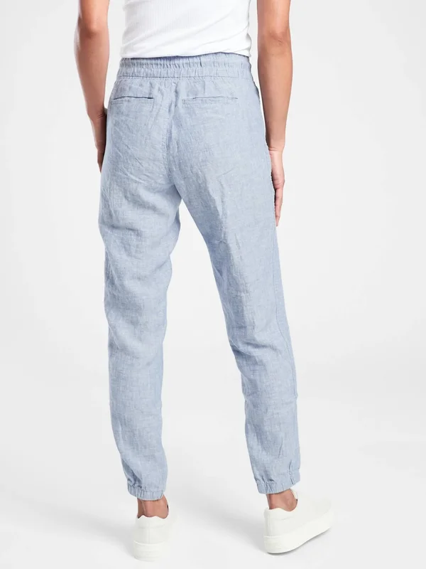 Athleta Women's Cabo Linen Jogger Chambray Blue Size 6