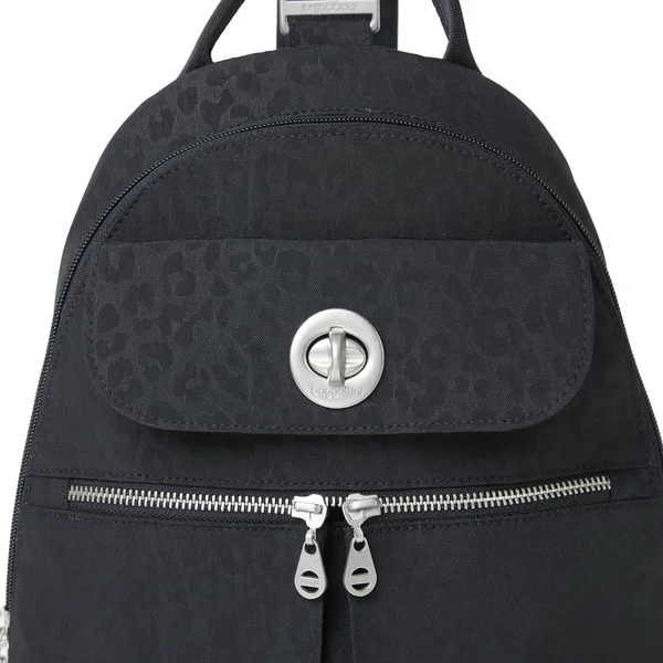 Baggallini Naples Convertible Backpack - Black Cheetah Emboss