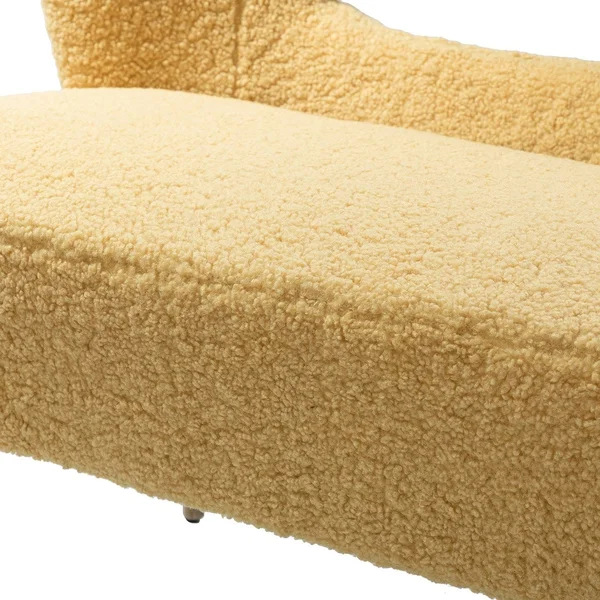 Kanesh Lambskin Sherpa Upholstery Loveseat with Wooden Base - Pink
