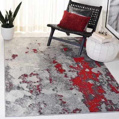 Brisson Power Loom Red/Gray Rug 17 Stories Rug Size: Rectangle 10& x 14&