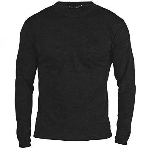 Meriwool Men's Merino Wool Midweight Baselayer Crew - Small - Black