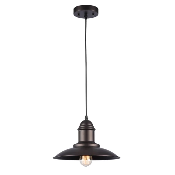 Chloe Lighting Mycroft Industrial-style 1 Light Rubbed Bronze Ceiling Mini Pendant 12x22 Wide