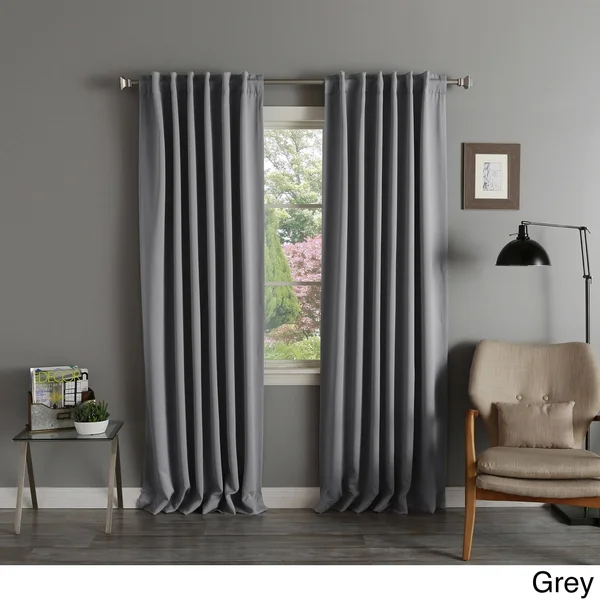Aurora Home Solid Insulated Thermal Blackout Long Length Curtain Panel Pair - 52