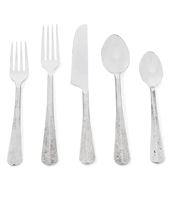 Southern Living Silver Textured 20-Piece Stainless Steel Flatware Set - 20-Piece Set