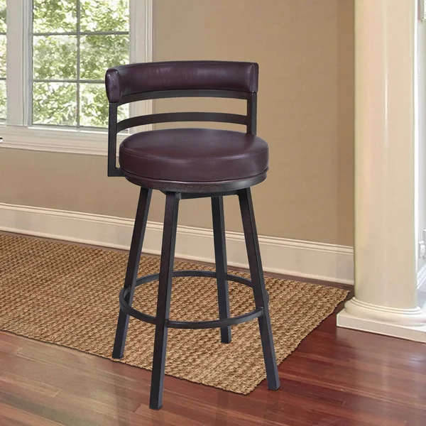 Armen Living Titana 30 inch Barstool in Mineral Finish with Bandero Tobacco Upholstery