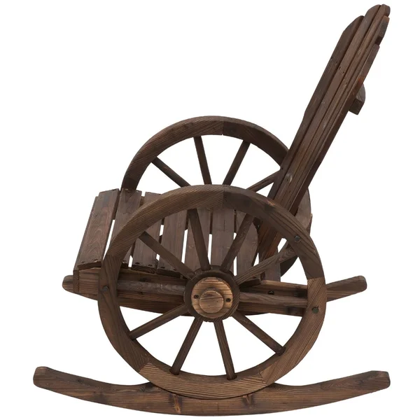 Outsunny Wood Adirondack Outdoor Rocking Chair with Slatted Design and Oversize Back for Porch - Poolside, or Garden Lounging