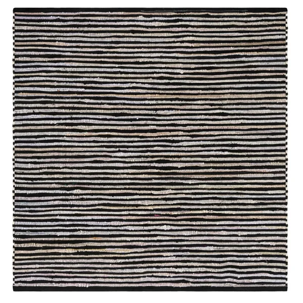 Safavieh Rag Rug RAR130Q Area Rug, Black/Multi, 6& x 6& Square