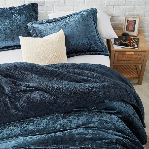 Byourbed Velvet Crush - Coma Inducer Oversized Comforter - Champagne Navy - Queen, 94" x 98"
