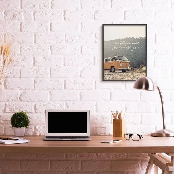 Stupell Industries Adventures Fill Your Soul Sentiments Vintage Iconic Van Framed Wall Art Design by Susan Ball, 24 inch x 30 in